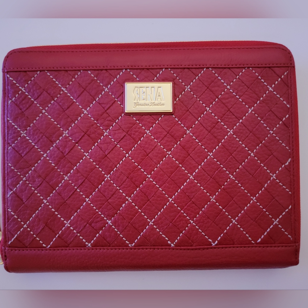 Sena Red Quilted Leather Case and Clutch Bag